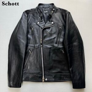 【未使用級】Schott セミダブル ライダースジャケット ブラック XL