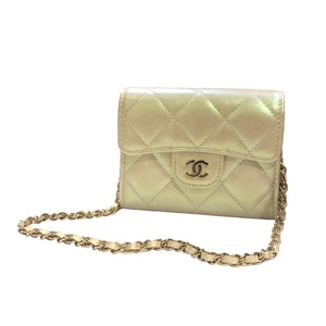 【中古】 CHANEL シャネル マトラッセ ミニチェーンウォレット AP0238 ホワイト オーロラ コンパクト財布 23025851 HO