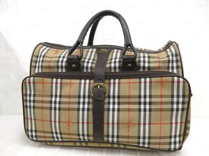 ◆超美品◆BURBERRY バーバリー◆ノバチェック◆ナイロン カーフ レザー 本革◆ボストン バッグ◆ベージュ ブラウン ゴールド金具◆A9488