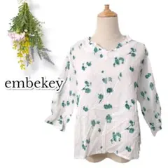 embekey【M】コットンシアーブラウス 花柄総柄 フリル インド製