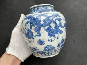 明時代　中国古玩 陶器 染付　壺　花入　香道具　茶器 時代物　茶道具 中国美術　骨董品 唐物 