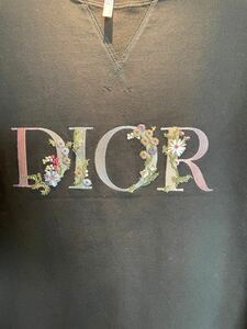 DIOR HOMME ディオール オムブラック 花柄刺繍 Tシャツ S