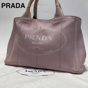 f18 プラダ PRADA カナパ　Sサイズ　キャンバス　ピンク　三角ロゴ　トート　ハンドバッグ　手提げ　 ワンショルダーバッグ