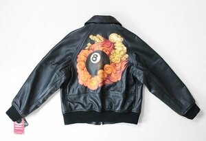 ● 超レア ★ デッドストック★ SUPREME × Schott ◆Martin Wong 8-Ball Leather Varsity Jacket レザージャケット 黒 S /XE16