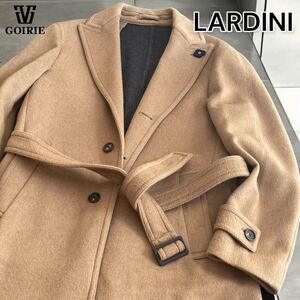 【希少(レア品)/BEAMS別注モデル】LARDINI ラルディーニ ベルテッドコート キャメル サイズ46 L～LL相当 イタリア製 チェスターコート 茶