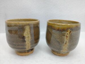 湯呑み　陶器製　2個セット　和食器　煎茶道具　2客 (22_50620_9)