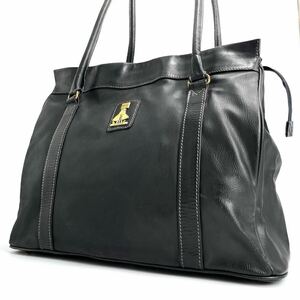 1円《 正規品 》BURBERRY バーバリー ビジネス トートバッグ メンズ オールレザー ノバチェック 2室 ロゴ金具 大容量 A4 PC◎ ブラック 黒