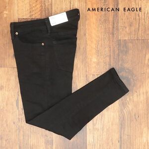 AMERICAN EAGLE/30インチ/スキニー デニムパンツ 1114-6600 ストレッチ◎ ウォッシュ加工 無地 新品/黒/ブラック/ih324/