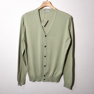 メンズ M ジョンスメドレー 最高級コットン カーディガン WHITCHURCH DESERT GREEN JOHN SMEDLEY イギリス製★同梱不可