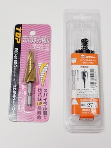 TOP 電動ドリル用六角シャンクスパイラルステップドリル ESD-616SG ハウスB.M バイメタルホルソー27mm セット 未使用