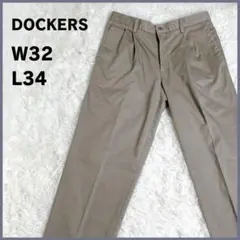 DOCKERS ツータック チノパンツ W32 L29 カーキ ワークパンツ