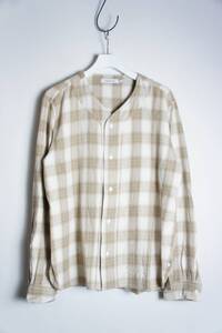 定番 正規 nonnative ノンネイティブ HANDYMAN SHIRT コットン 長袖 チェック シャツ NN-S3312 ベージュ白 サイズ2 本物 709O★1