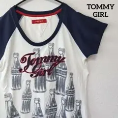 TOMMY GIRL トミーガール 半袖 ロゴ プリントTシャツ 白 紺 S