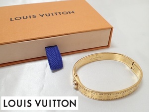 6058[T]Louis Vuitton ルイヴィトン リジッド ブレスレット ナノグラム ストラス バングル ゴールド ラインストーン M64861
