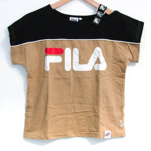 フィラ 半袖Ｔシャツ トップス ロゴT テグテグ TEGTEG キッズ 女の子用 140サイズ 黒×ベージュ FILA