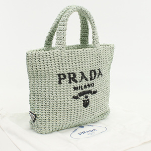 中古美品プラダPRADA スモール クロシェ トートバッグ ビスコース 1BG422 グリーン ランク：S us-1 レディース