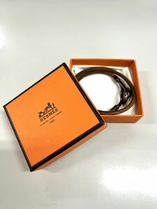 1円～ HERMES エルメス ジャンボ チョーカー 2連巻 レザー ブレスレット ブラウン 茶 ゴールド金具 ファッション小物 箱あり