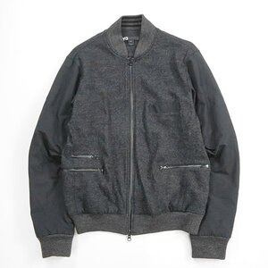 Y-3 ◆ ウール スタジャン チャコール/ブラック Sサイズ (F47268) ジャケット ブルゾン ワイスリー ヨウジヤマモト アディダス ◆MU30