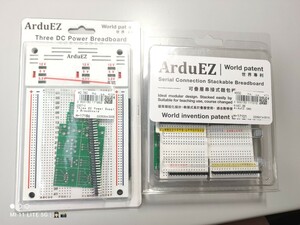 ArduEZ 電源付きブレッドボード、Arduino配列ブレッドボードセット（動作OK）