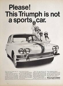 稀少！1960年代トライアンフ広告/Triunph 2000/イギリス車/旧車/レーサー/L