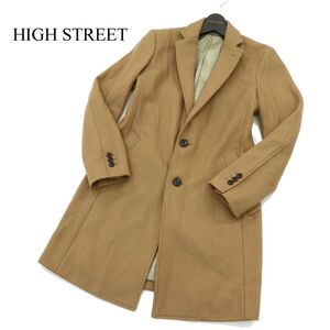 HIGH STREET ハイストリート 秋冬 メルトン ウール★ チェスター コート Sz.S　メンズ キャメル　A3T14022_B#N