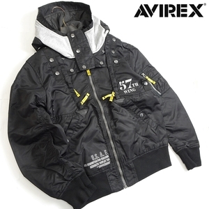 AVIREX アヴィレックス 定3.9万 高耐久ナイロン×コットンスウェット ミリタリージャケット ライトMA-1 3152007 010 2XL ▲079▼kkf172us