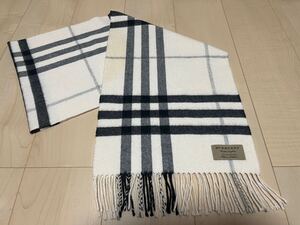 BURBERRY　バーバリー　マフラー　カシミア100％　ナチュラルホワイト　シミ汚れ有！！！　送料無料!!