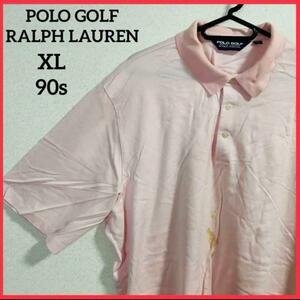 【大人気】POLO GOLF RALPH LAUREN ポロゴルフ ラルフローレン 半袖 ポロシャツ ヴィンテージ 無地 古着 ピンク RP25-407