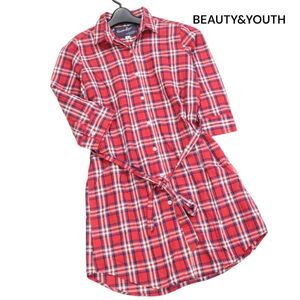 steven alan × BEAUTY&YOUTH スティーブンアラン × アローズ 春夏 7分袖 チェック シャツ ワンピース Sz.S　レディース　K3T00745_A#A