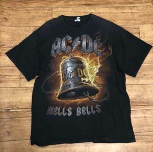 ★AC/DC HELLS BELLS ヘルズベル Back in Black 半袖Tシャツ ブラック バンドTシャツ Lサイズ ヴィンテージ メキシコ製