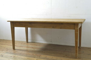 R-064216　フランスアンティーク　オールドパイン材　フレンチテーブル(ダイニングテーブル、4人掛け、6人掛け、作業台、食卓)