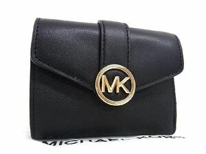 ■新品■未使用■ MICHAEL KORS マイケルコース レザー×PVC 三つ折り 財布 ウォレット レディース ブラック系 AW5282