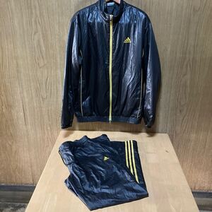 adidas アディダス セットアップ 上下セット ブラック ナイロンジャケット ウィンドブレーカー XL スポーツ ランニング まとめて 2点