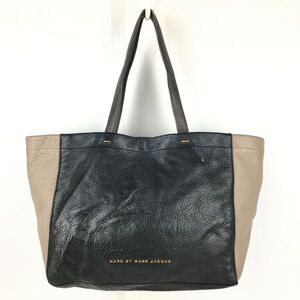 MARC BY MARC JACOBS/マークジェイコブス★レザー トートバッグ　【黒×グレージュ/ツートンカラー 本革】肩かけ/ショルダー　管NO.XB5-92