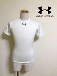 【良品】 UNDER ARMOUR UA FITTED アンダーアーマー ヒートギア インナーウェア Tシャツ ホワイト 半袖 サイズSM 白