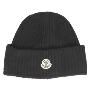 モンクレール BERRETTO TRICOT Fragment Knit Beanie フラグメント ロゴワッペン ビーニー ニットキャップ I209U3B00001 A9303 ブラック