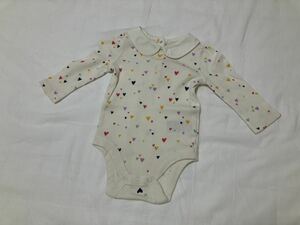 USED★babyGAP【襟付きロンパース】白ハート柄/60cm(3-6month)