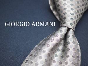 美品【GIORGIO ARMANI ジョルジオアルマーニ】 C1916 シルバー SILK ブランド ネクタイ 古着 良品