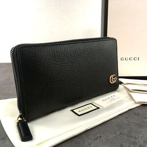 送料込み！ 未使用品 GUCCI ジップウォレット 428736 ブラック プチマーモント プレゼントにも！ 521