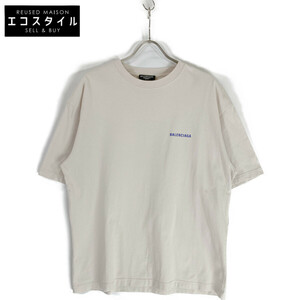 BALENCIAGA バレンシアガ 21年 612966 TIVG5 ベージュ ロゴ 半袖Tシャツ ベージュ M トップス コットン メンズ 中古