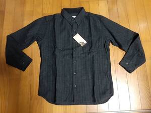 新品未使用 桃太郎ジーンズ MOMOTARO JEANS LOT 05-291 コットン＆ウールシャツ サイズ40 グレー色 岡山 児島 MADE IN JAPAN⑨