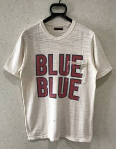 ＊ブルーブルー BLUE/BLUE 聖林公司HRM 胸ポケット ダメージ加工 ロゴペイント 半袖 Tシャツ カットソー トップス 日本製 1/S　　BJBJ.G