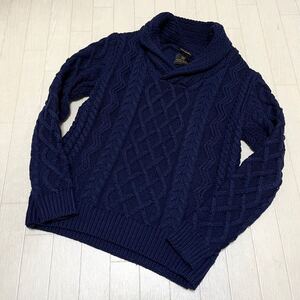 和492★ SCOTCH&SODA スコッチアンドソーダ ニット セーター ケーブルニット 長袖 S ネイビー メンズ