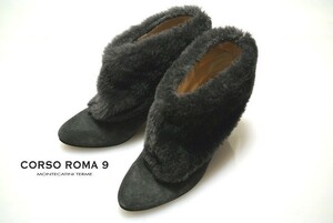 ◎美品！CORSO ROMA,9【コルソローマ ノーヴェ】ファー ショートブーツ♪定価27,000円前後 MADE IN ITALY(イタリア製)