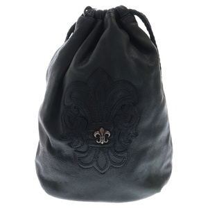 CHROME HEARTS クロムハーツ DRW STRNG SACK BS BSフレアドローストリングサックレザー巾着ハンドバッグ ブラック