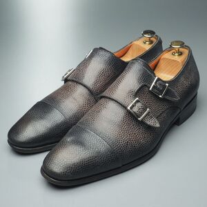 W2542//イタリア製*サントーニ/Santoni*メンズ8.5D/ダブルモンクストラップ/ストレートチップ/キャップトゥ/レザーシューズ/革靴