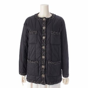 【シャネル】Chanel　18AW ツイード ココボタン 4ポケット ダウンジャケット P60016 ブラック 36 【中古】【正規品保証】202655