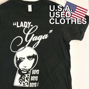 ★アメリカ直輸入!!【Lady Gaga レディー ガガ】Keyhole BIGプリント 半袖 Ｔシャツ[メンズ S]黒 洋楽 Rock バンドT アーティスト K2-010