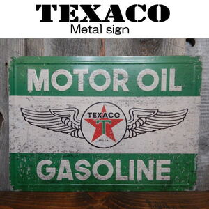 ノスタルジックアート ティンサイン motor oil GASOLINE tin metal sign モーターオイル TEXACO