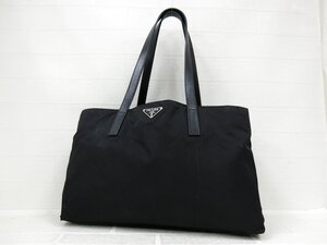 ◆美品◆PRADA プラダ◆ナイロン カーフ レザー 本革◆トート ショルダー バッグ◆ブラック シルバー金具◆イタリア製◆肩掛け◆A8365